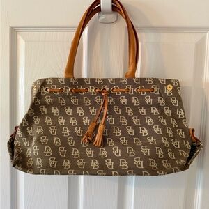 Dooney & Bourke Tan and Brown Monogram Tote